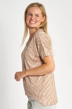 Zhrill Tops & Shirts*ZHRAHEL AOP TAUPE