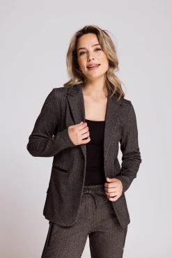 Zhrill Blazer*ZHSALMA LONG HERRINGBONE ANTHRA