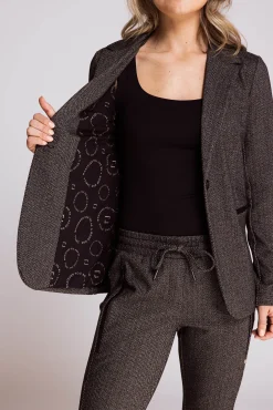 Zhrill Blazer*ZHSALMA LONG HERRINGBONE ANTHRA